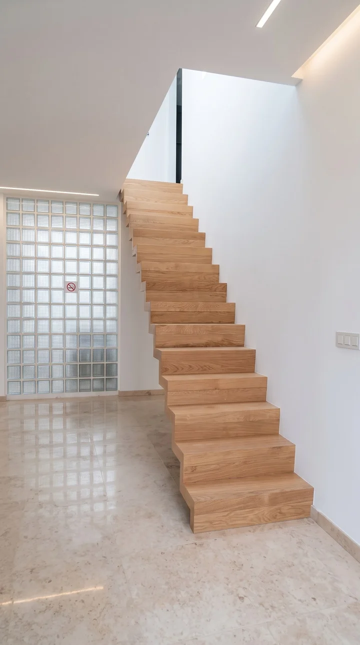Schody dywanowe z dębu bez balustrady