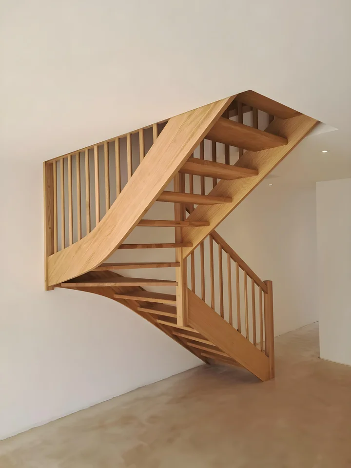 Schody policzkowe z balustradą z prętów